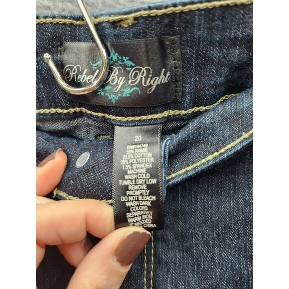 Rebel By Right Womens Dark Wash Denim Jeans Size 20 Cotton Blend Mid-Rise Stretc - Picture 3 of 4